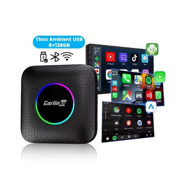 CarlinKit Tbox Ambient Android 13 CarPlay AI Box,8GB RAM+128GB ROM,Wireless