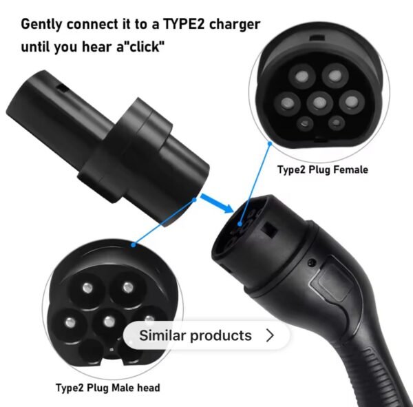 Type 2 EV Adapter for Tesla Model Y/S/3 80A/250A 20KW 100KW Charging AC DC Converter Connector for Electric Vehicles