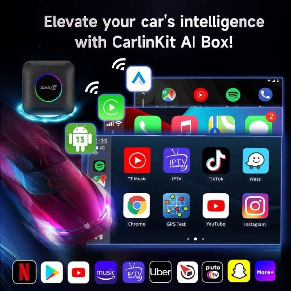 CarlinKit Tbox Ambient Android 13 CarPlay AI Box,8GB RAM+128GB ROM,Wireless - Image 5