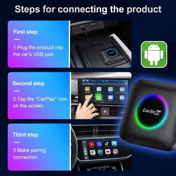 CarlinKit Tbox Ambient Android 13 CarPlay AI Box,8GB RAM+128GB ROM,Wireless - Image 2