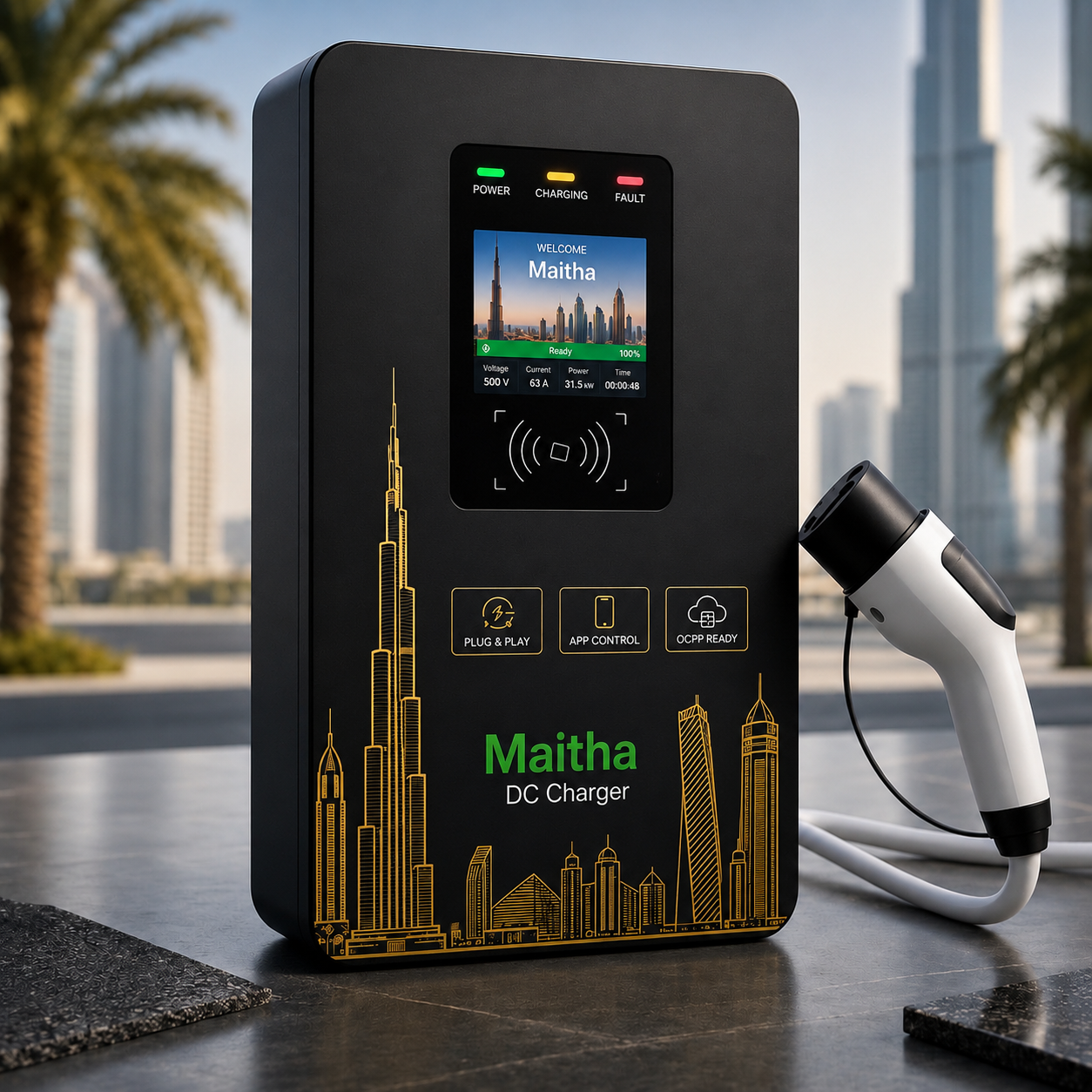 Maitha DC Charger Wall-Mounted 30KW GBT Gun with 7M Cable Durable Wallbox for AII-EV
